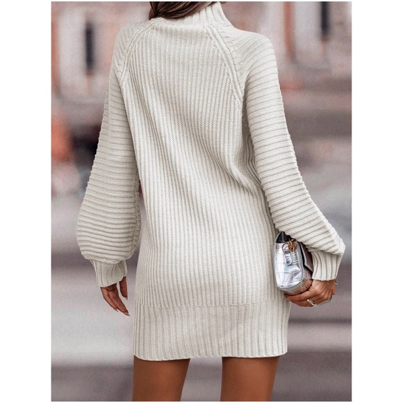 Cozy Mock Neck Cable knit Sweater Dress - Picture 4 of 15
